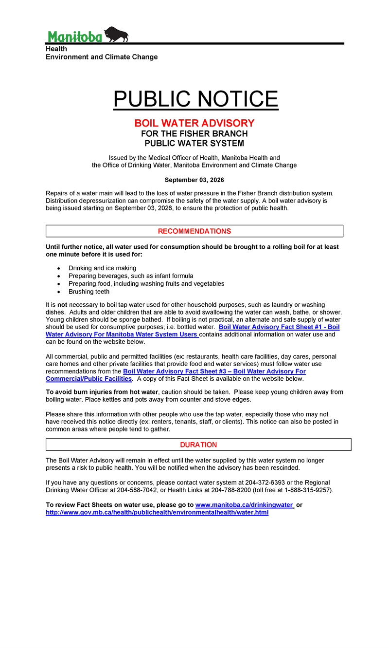 BOIL WATER ADVISORY